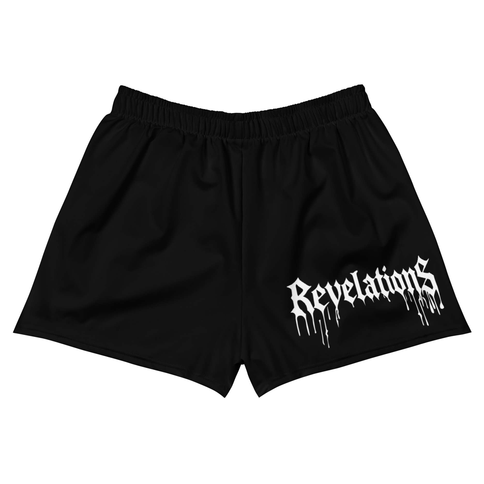 Black Twin Zombiies breathable quick-dry shorts with elastic waistband and "Revelations" graphic print